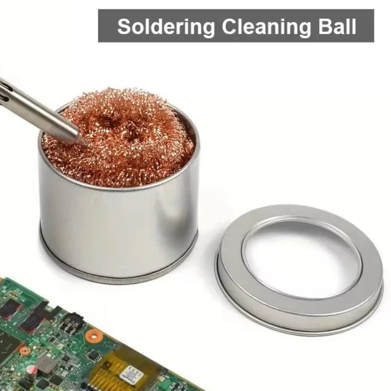 1pc Cleaning Ball Desoldering Soldering Iron Filter Cleaning Nozzle Tip Copper Wire Cleaner Ball Metal Dross Box Clean Ball