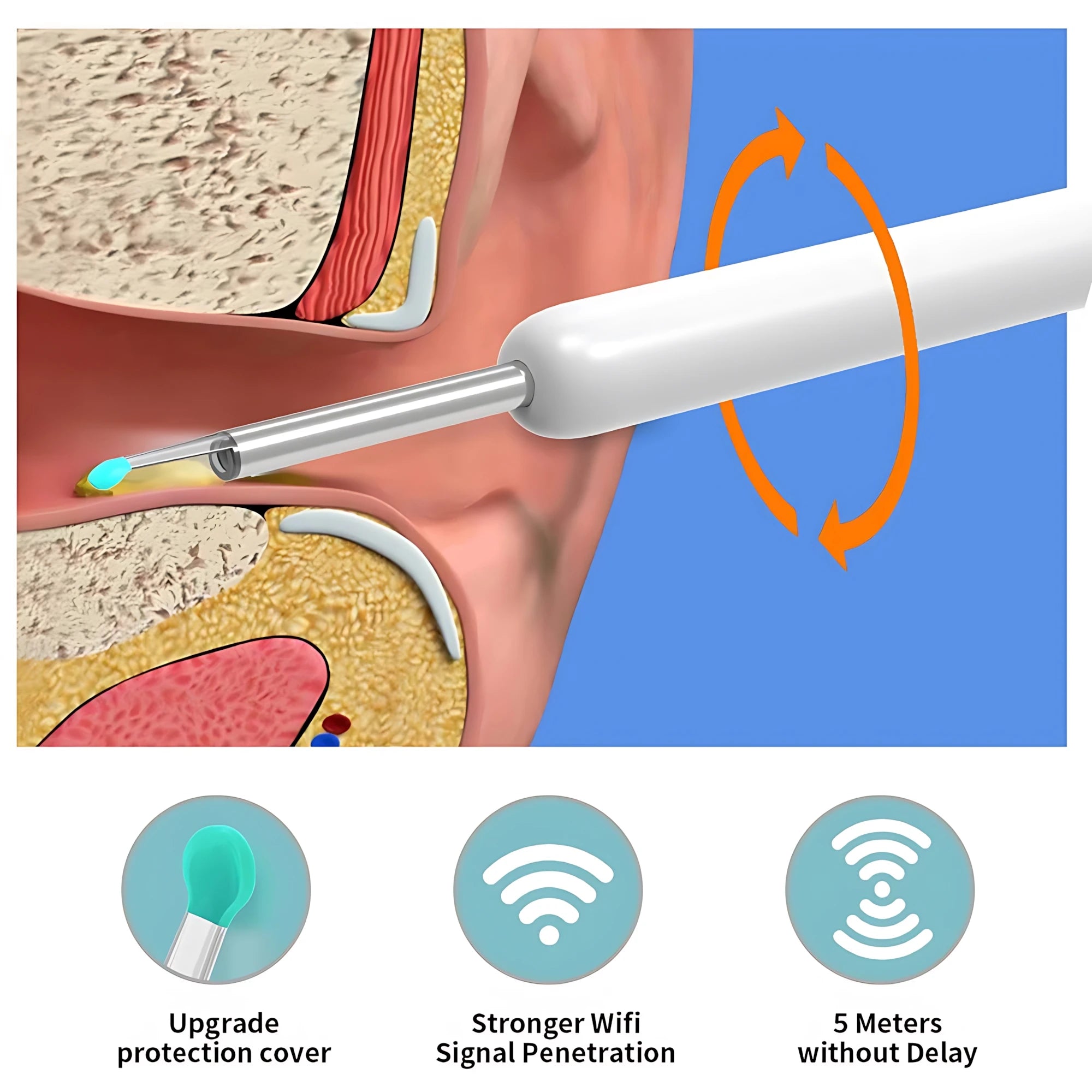 Smart Visual Ear Cleaner with Camera Wax Remover Tool Stick Otoscope 1080P HD Earpick Endoscope Earring Personal Health Care