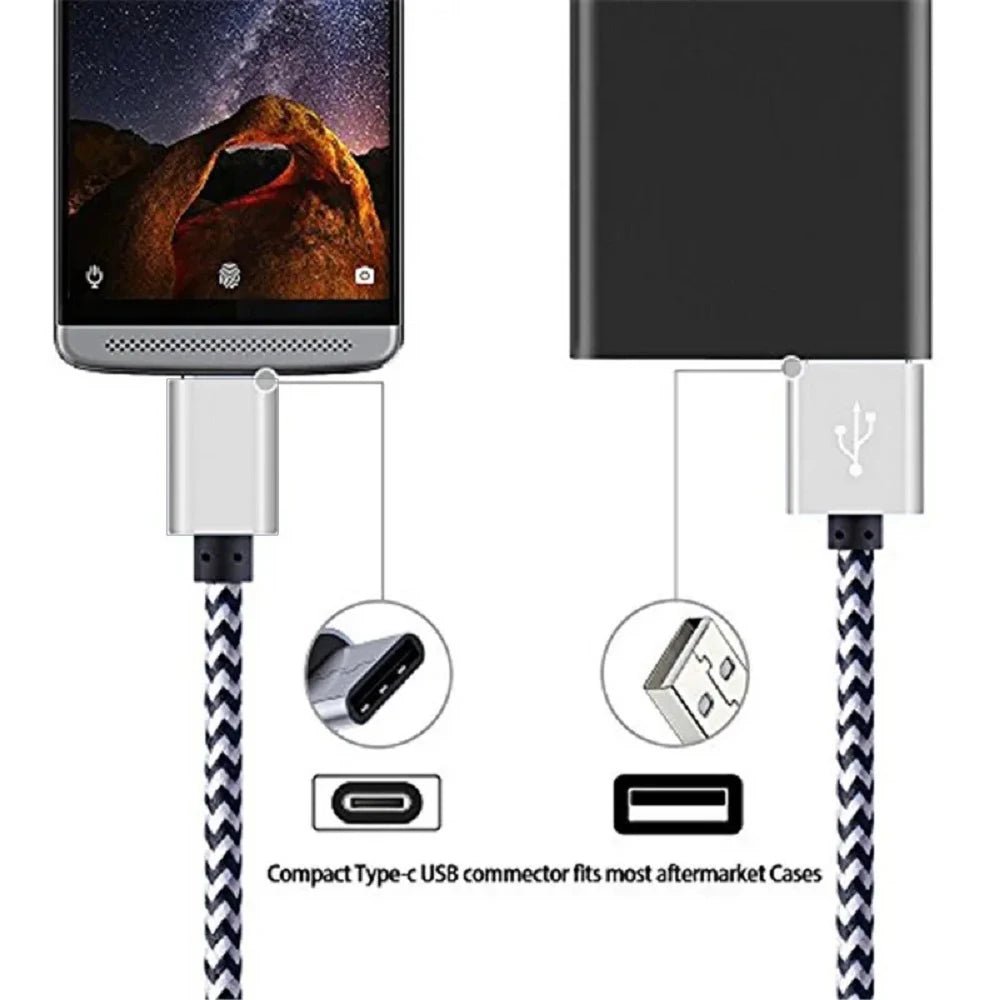 1-3Pcs USB Type C Cable Fast Charging Battery Charger Wire Woven Nylon Data Cable Mobile Phone Charger For Huawei Samsung USB C - PrimeNest