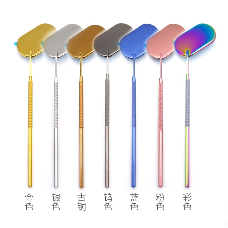 1 Pc Multi Colors Stainless Steel Multifunction Checking Oval Lash Mirror Eyelashes Extension Beauty Makeup Portable Mirror Tool - PrimeNest
