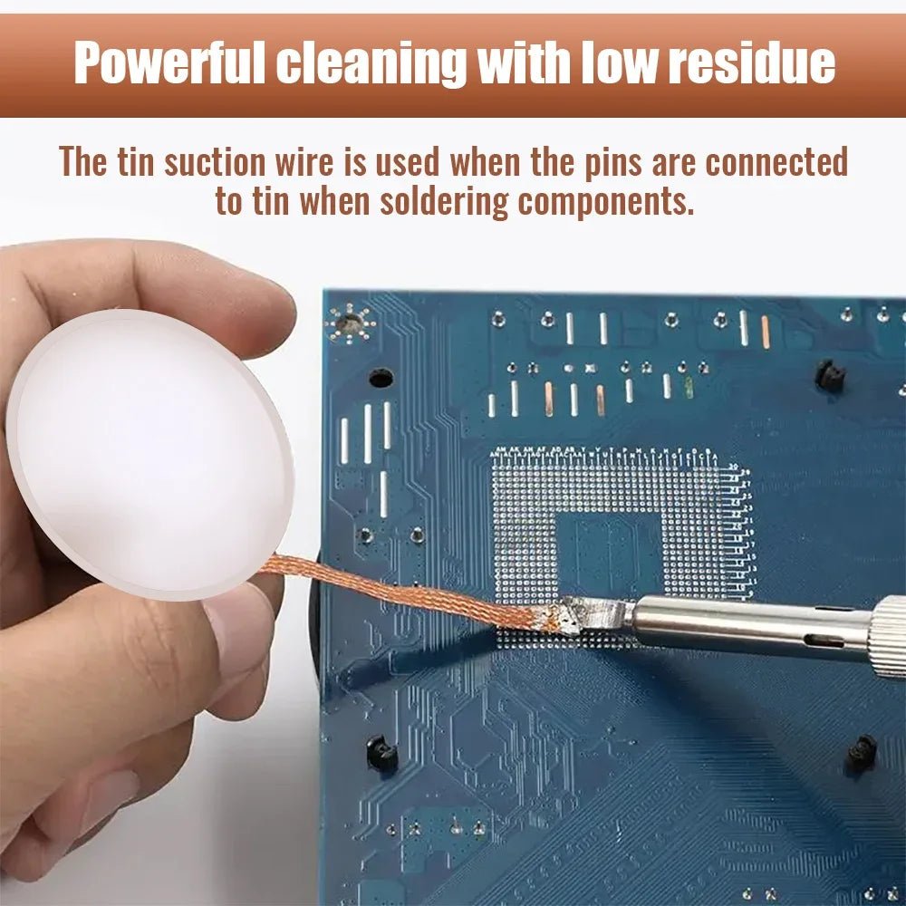 1.0-4.0mm Desoldering Mesh Braid Tape Copper Welding Point Solder Remover Wire Soldering Wick Tin Lead Cord Flux For Soldering - PrimeNest