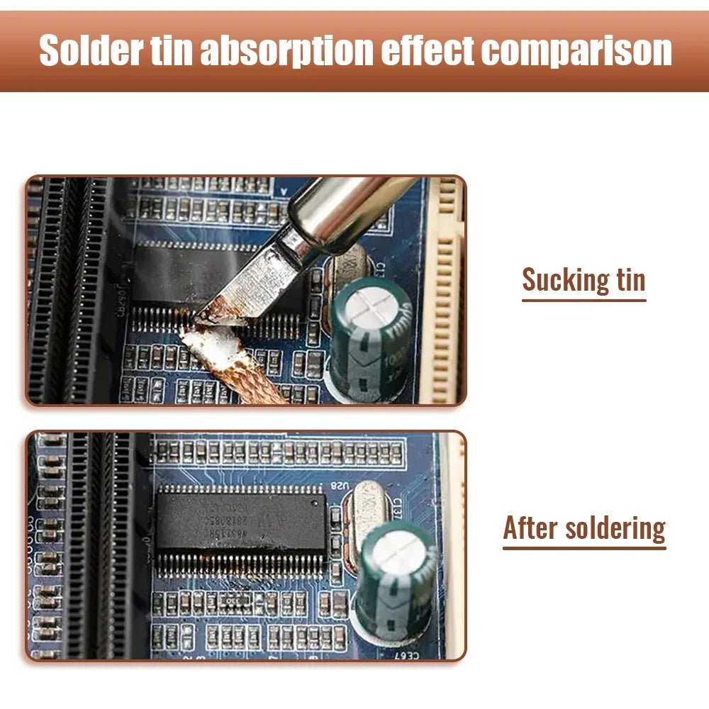 1.0-4.0mm Desoldering Mesh Braid Tape Copper Welding Point Solder Remover Wire Soldering Wick Tin Lead Cord Flux For Soldering - PrimeNest