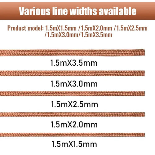 1.0-4.0mm Desoldering Mesh Braid Tape Copper Welding Point Solder Remover Wire Soldering Wick Tin Lead Cord Flux For Soldering - PrimeNest