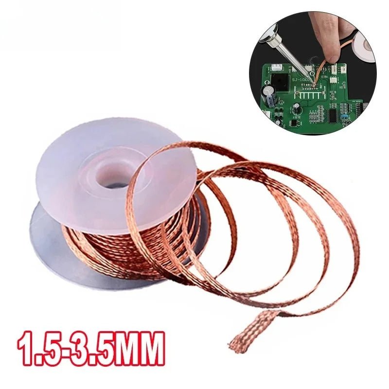 1.0-4.0mm Desoldering Mesh Braid Tape Copper Welding Point Solder Remover Wire Soldering Wick Tin Lead Cord Flux For Soldering - PrimeNest