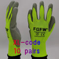 10 Pairs PU Coated Work Gloves - Lightweight, Durable Safety Gloves EN 388/ISO20471 Certified, Sizes S/M/L/XL - PrimeNest