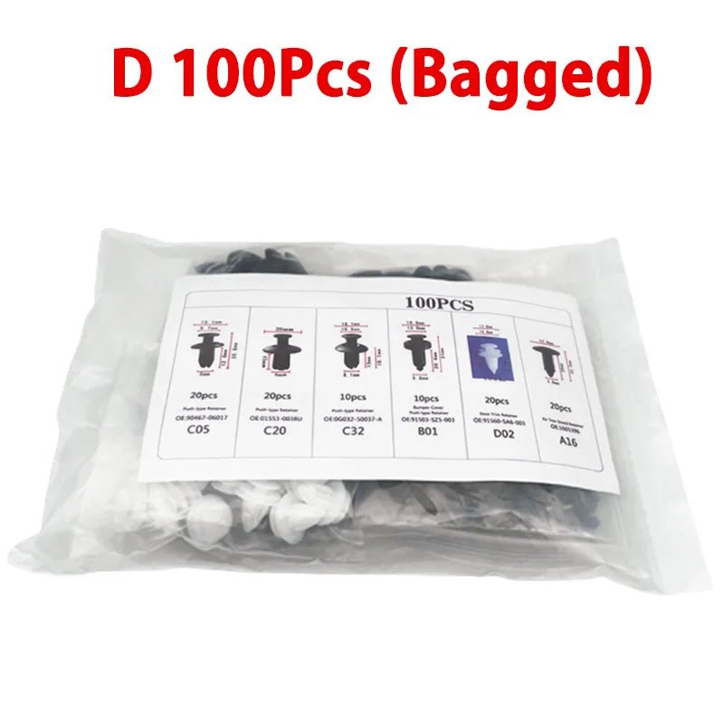 100/50PCS Auto Fastener Clips Kit - Multi-Size Retainers for Car Fender, Bumper, Door & Panel Trim - PrimeNest