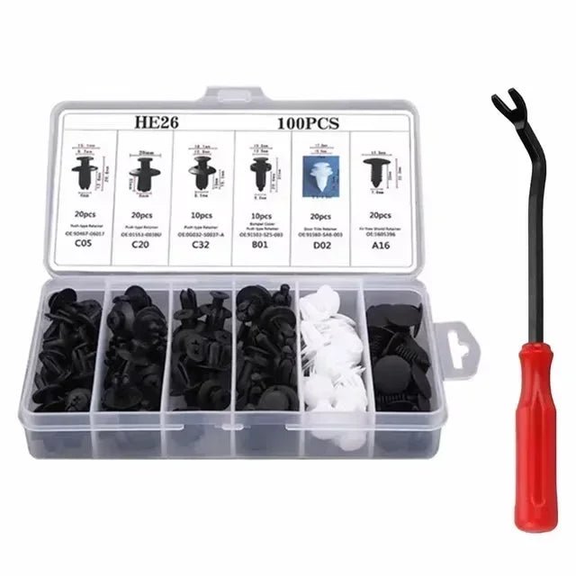 100/50PCS Auto Fastener Clips Kit - Multi-Size Retainers for Car Fender, Bumper, Door & Panel Trim - PrimeNest