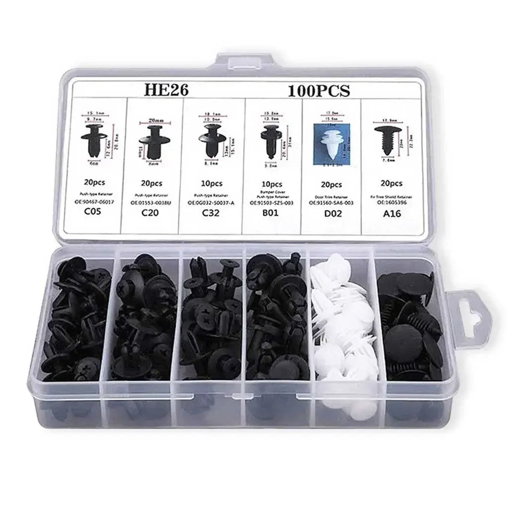 100/50PCS Auto Fastener Clips Kit - Multi-Size Retainers for Car Fender, Bumper, Door & Panel Trim - PrimeNest