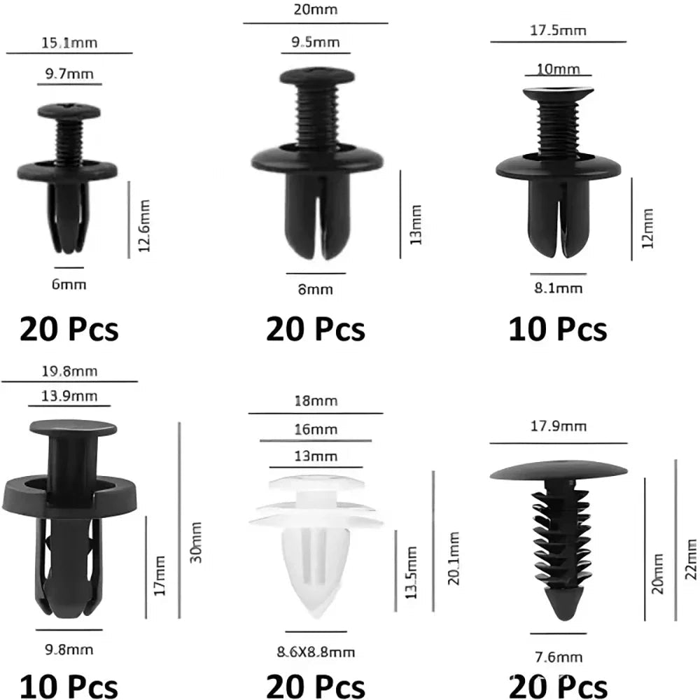 100/50PCS Auto Fastener Clips Kit - Multi-Size Retainers for Car Fender, Bumper, Door & Panel Trim - PrimeNest