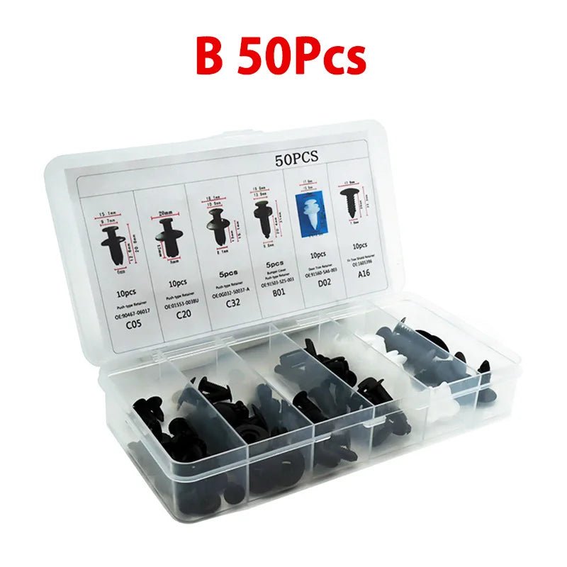100/50PCS Auto Fastener Clips Kit - Multi-Size Retainers for Car Fender, Bumper, Door & Panel Trim - PrimeNest