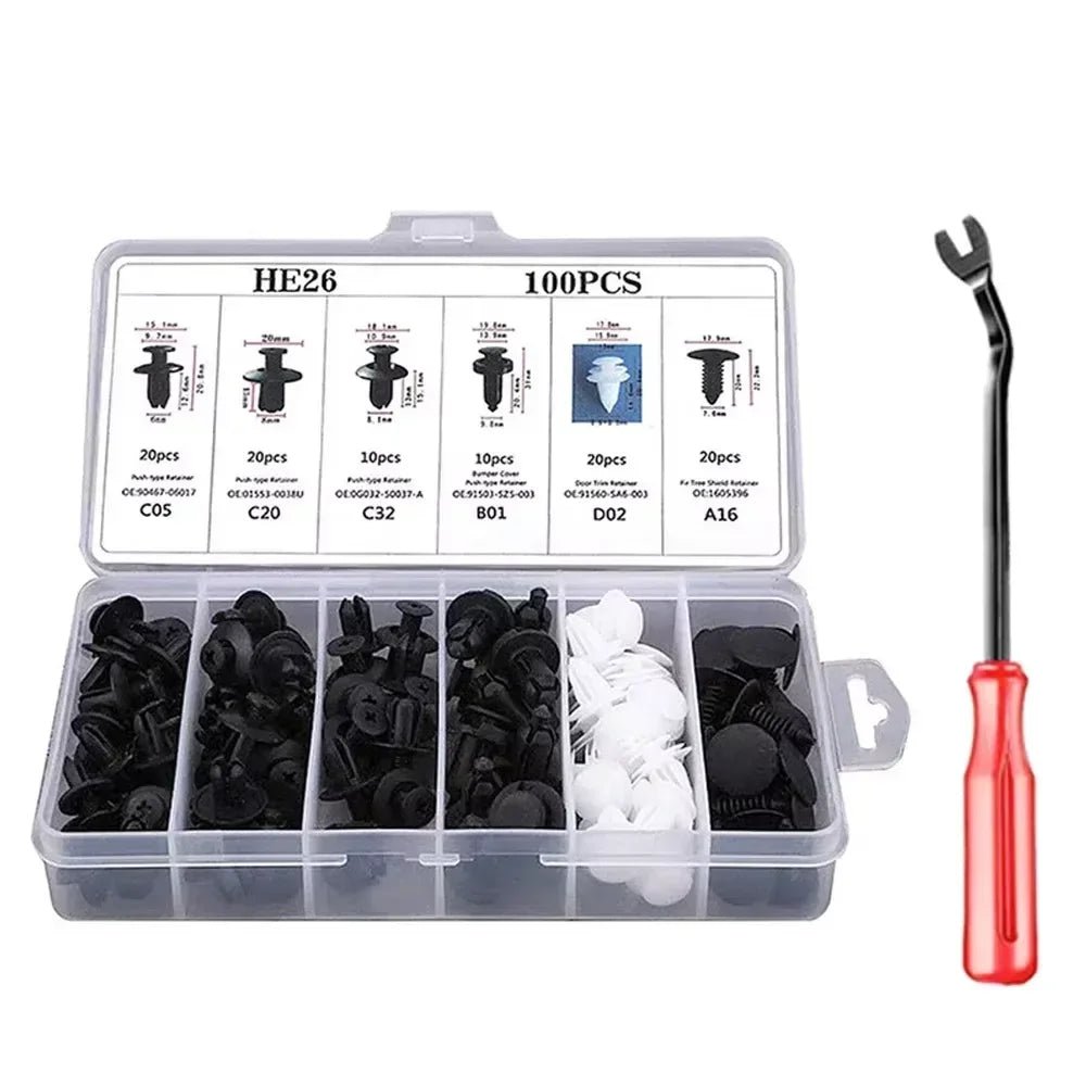 100/50PCS Auto Fastener Clips Kit - Multi-Size Retainers for Car Fender, Bumper, Door & Panel Trim - PrimeNest