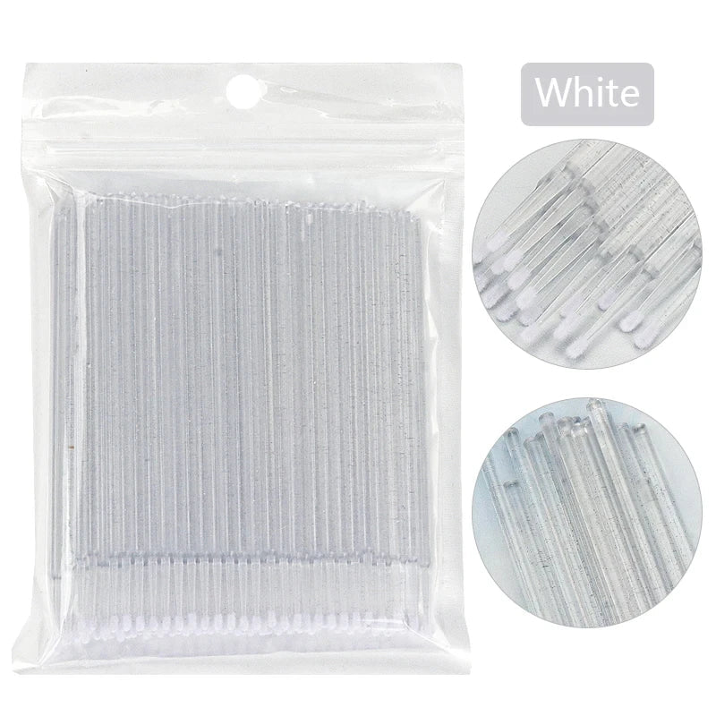 100Pcs Eyelash Cleaning Brush Lash Extension Micro Cotton Swab Individual Eyelashes Microbrush Beauty Makeup Clean Remover Tools - PrimeNest