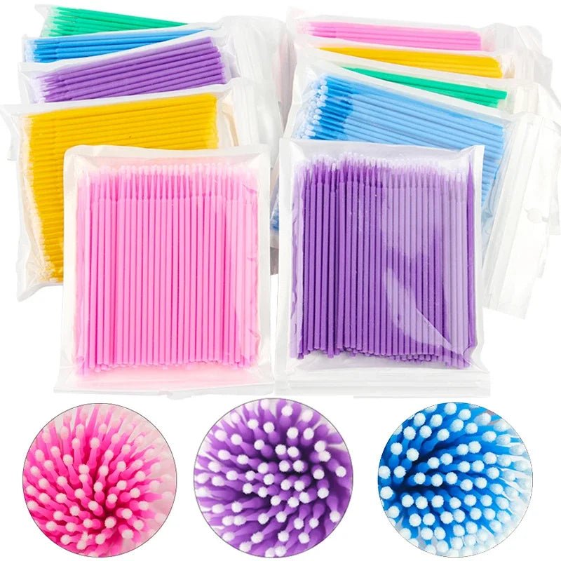100Pcs Eyelash Cleaning Brush Lash Extension Micro Cotton Swab Individual Eyelashes Microbrush Beauty Makeup Clean Remover Tools - PrimeNest