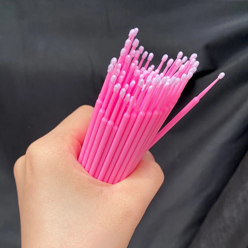 100Pcs Eyelash Cleaning Brush Lash Extension Micro Cotton Swab Individual Eyelashes Microbrush Beauty Makeup Clean Remover Tools - PrimeNest