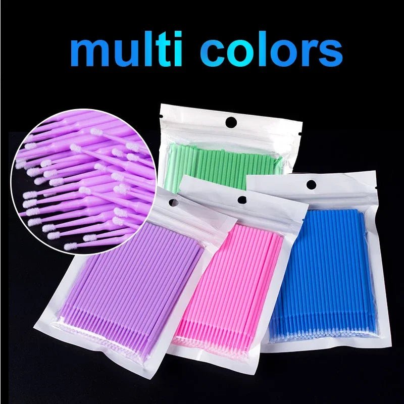 100Pcs Eyelash Cleaning Brush Lash Extension Micro Cotton Swab Individual Eyelashes Microbrush Beauty Makeup Clean Remover Tools - PrimeNest