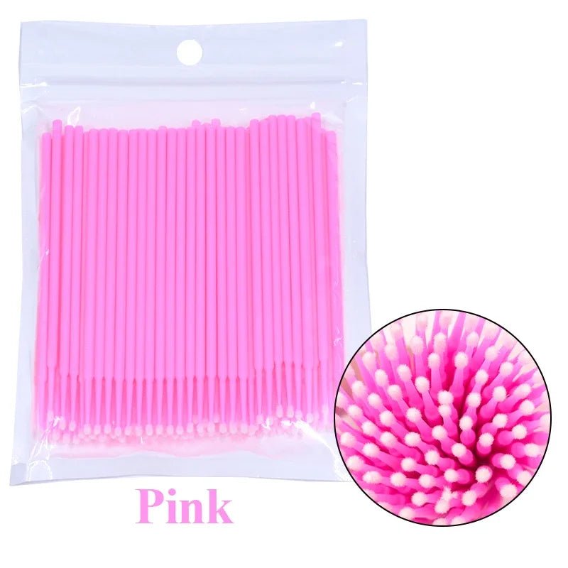 100Pcs Eyelash Cleaning Brush Lash Extension Micro Cotton Swab Individual Eyelashes Microbrush Beauty Makeup Clean Remover Tools - PrimeNest