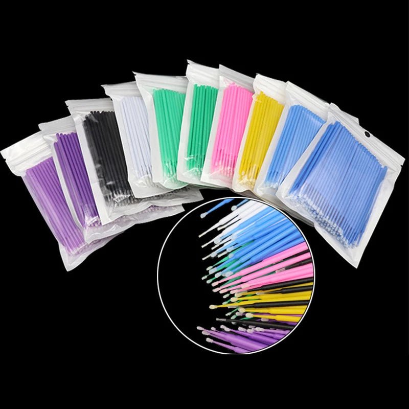 100Pcs Eyelash Cleaning Brush Lash Extension Micro Cotton Swab Individual Eyelashes Microbrush Beauty Makeup Clean Remover Tools - PrimeNest