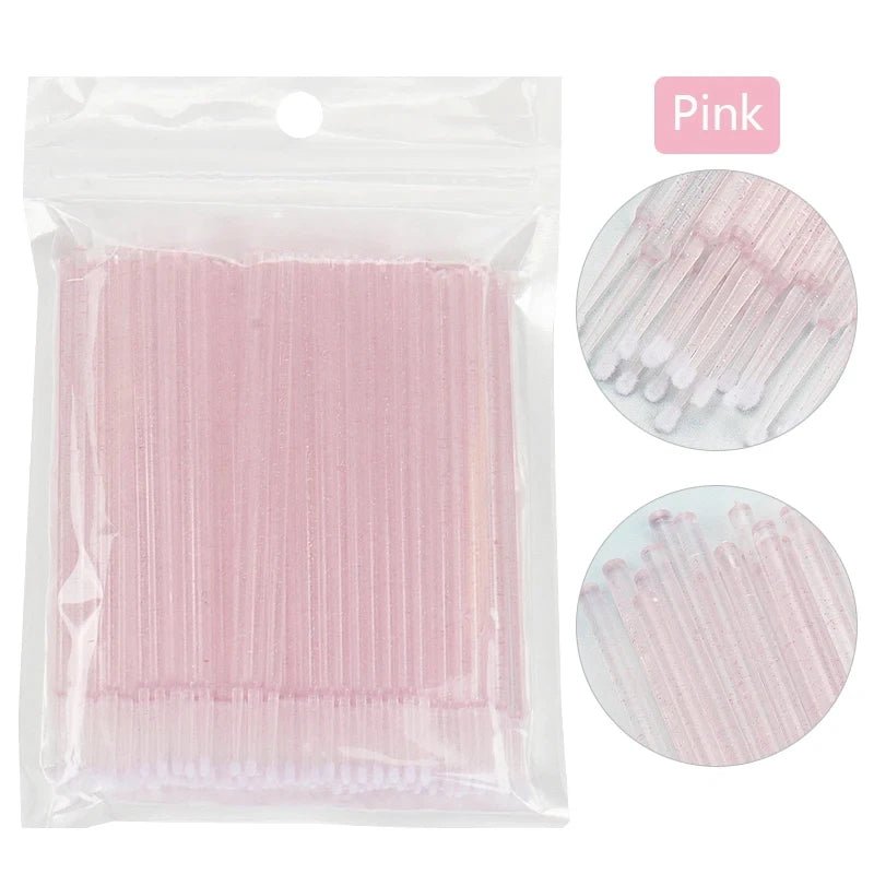 100Pcs Eyelash Cleaning Brush Lash Extension Micro Cotton Swab Individual Eyelashes Microbrush Beauty Makeup Clean Remover Tools - PrimeNest