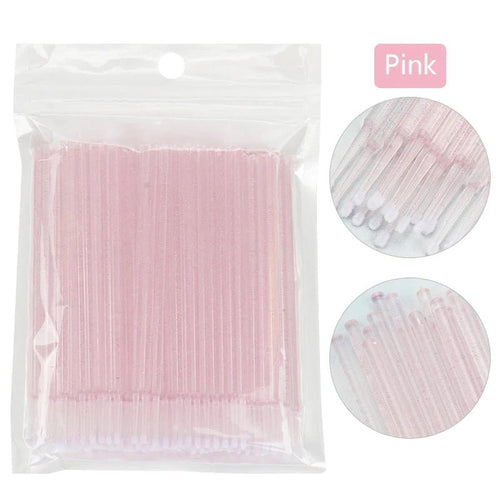 100Pcs Eyelash Cleaning Brush Lash Extension Micro Cotton Swab Individual Eyelashes Microbrush Beauty Makeup Clean Remover Tools - PrimeNest