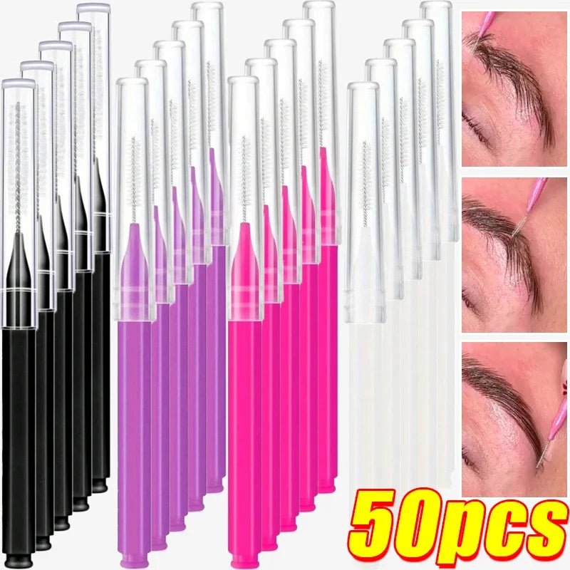 10/50PS Portable Mini Eyebrow Brushes Disposable Eyelash Brow Lifting Brush Applicators Lash Extension Comb Beauty Makeup Tools - PrimeNest