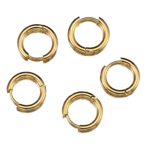 10pcs 8-14mm Stainless Steel Ear Hoop Gold Color Earring for Women Men DIY Jewelry Making Earring Punk Hiphop Piercing Accessory - PrimeNest