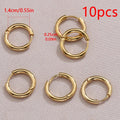 10pcs 8-14mm Stainless Steel Ear Hoop Gold Color Earring for Women Men DIY Jewelry Making Earring Punk Hiphop Piercing Accessory - PrimeNest