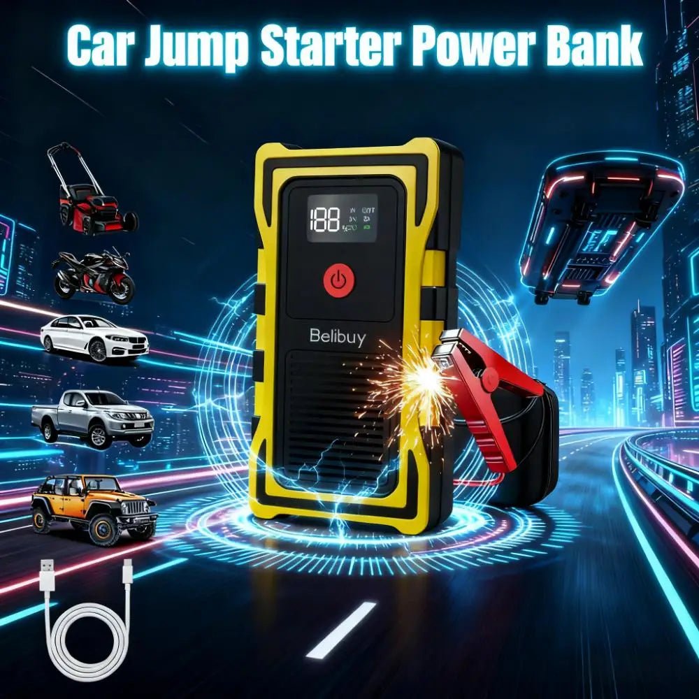 12VCar Battery Starter,5000mAh Portable Emergency Jump Starter,Auto Engine Booster,Vehicle Electronic Accessory,Emergency Tool - PrimeNest