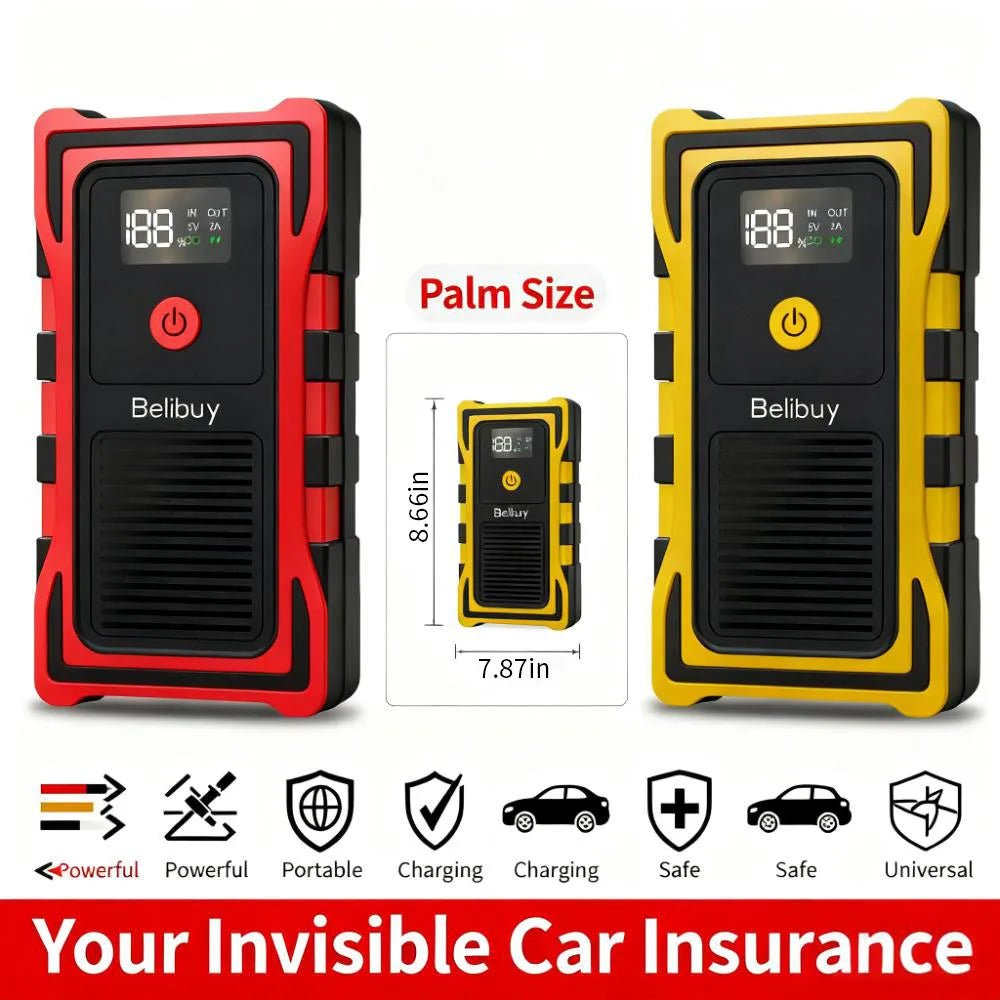 12VCar Battery Starter,5000mAh Portable Emergency Jump Starter,Auto Engine Booster,Vehicle Electronic Accessory,Emergency Tool - PrimeNest