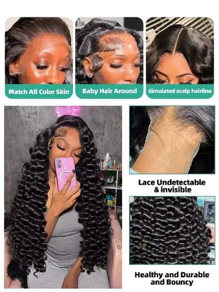 13x6 HD 38 42 Inch 200% Loose Deep Wave Curly Lace Front Human Hair Wigs 13x4 Lace Frontal Raw Brazilian Remy Hair Wig - PrimeNest