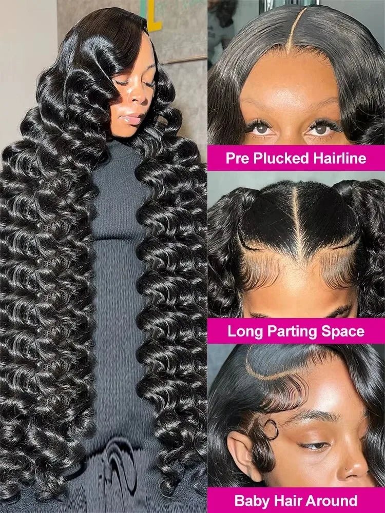 13x6 HD 38 42 Inch 200% Loose Deep Wave Curly Lace Front Human Hair Wigs 13x4 Lace Frontal Raw Brazilian Remy Hair Wig - PrimeNest