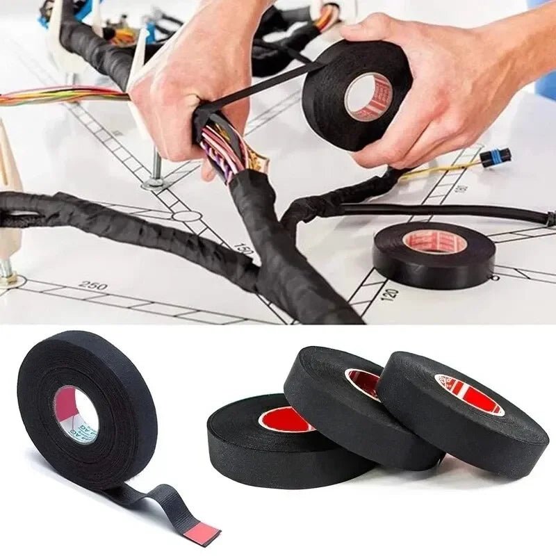 15 Meter Heat-resistant Flame Retardant Tape Coroplast Adhesive Cloth Tape For Car Cable Harness Wiring Loom Protection - PrimeNest