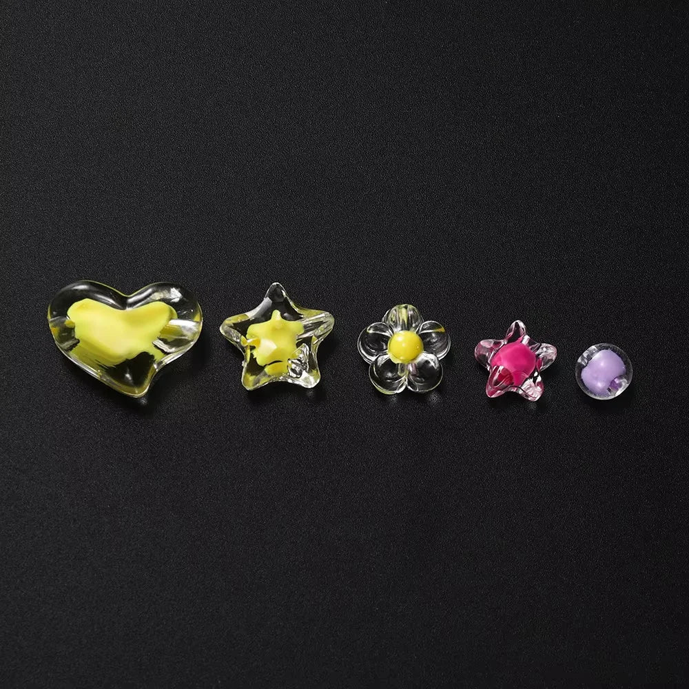 174pcs/Box Heart Acrylic Beads Flower Round Spacer Loose Beads Kits for Bracelet Necklace Jewelry Making Accessories - PrimeNest