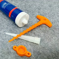 Silicone seal cap and seal gun nozzle removal tool, silicone seal cap used for open core tubes to prevent rapid drying