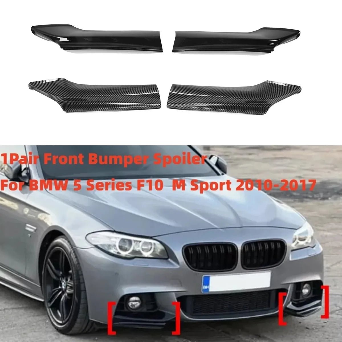 1pair Front Bumper Lip Splitter Spoiler For BMW F10 F11 M Sport 5 Series 520i 530i 2011-2017 Front Diffuser Body Kits Tuning - PrimeNest