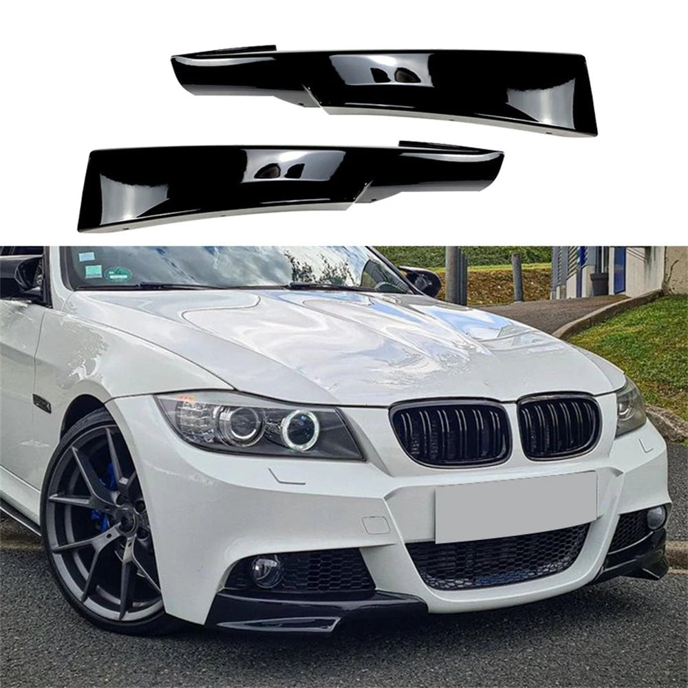 1Pair Front Bumper Splitters Lip For BMW 3 Series E90 E91 LCI M Sport 2009-2012 Car Diffuser Splitter Spoiler Body Kit Cover - PrimeNest