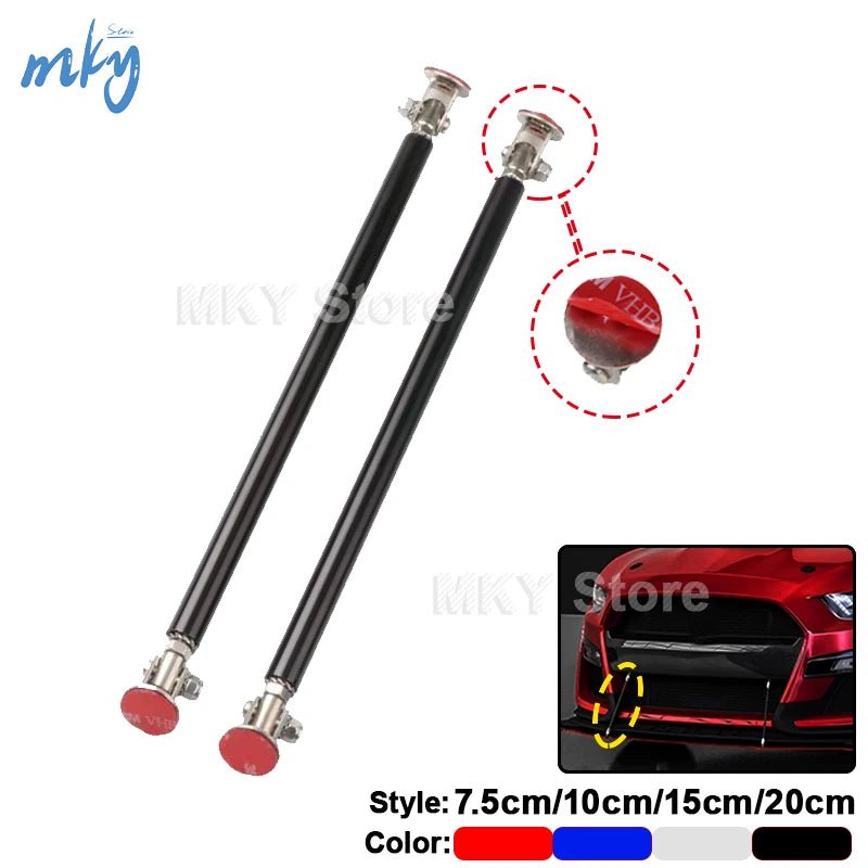 1Pair Universal Car Splitter Rods Racing Adjustable Front Rear Bumper Lip Support Strut Brace Tie Pull Bar Kit 75/100/150/200mm - PrimeNest