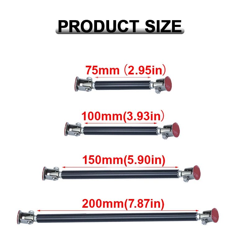 1Pair Universal Car Splitter Rods Racing Adjustable Front Rear Bumper Lip Support Strut Brace Tie Pull Bar Kit 75/100/150/200mm - PrimeNest