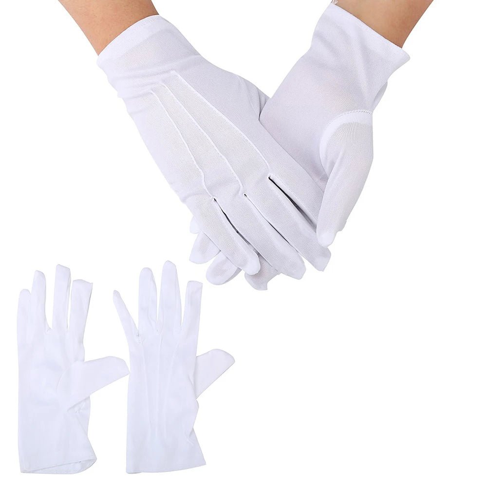 1Pair White Formal Gloves Tuxedo Honor Guard Parade Inspection Collection Serve - PrimeNest
