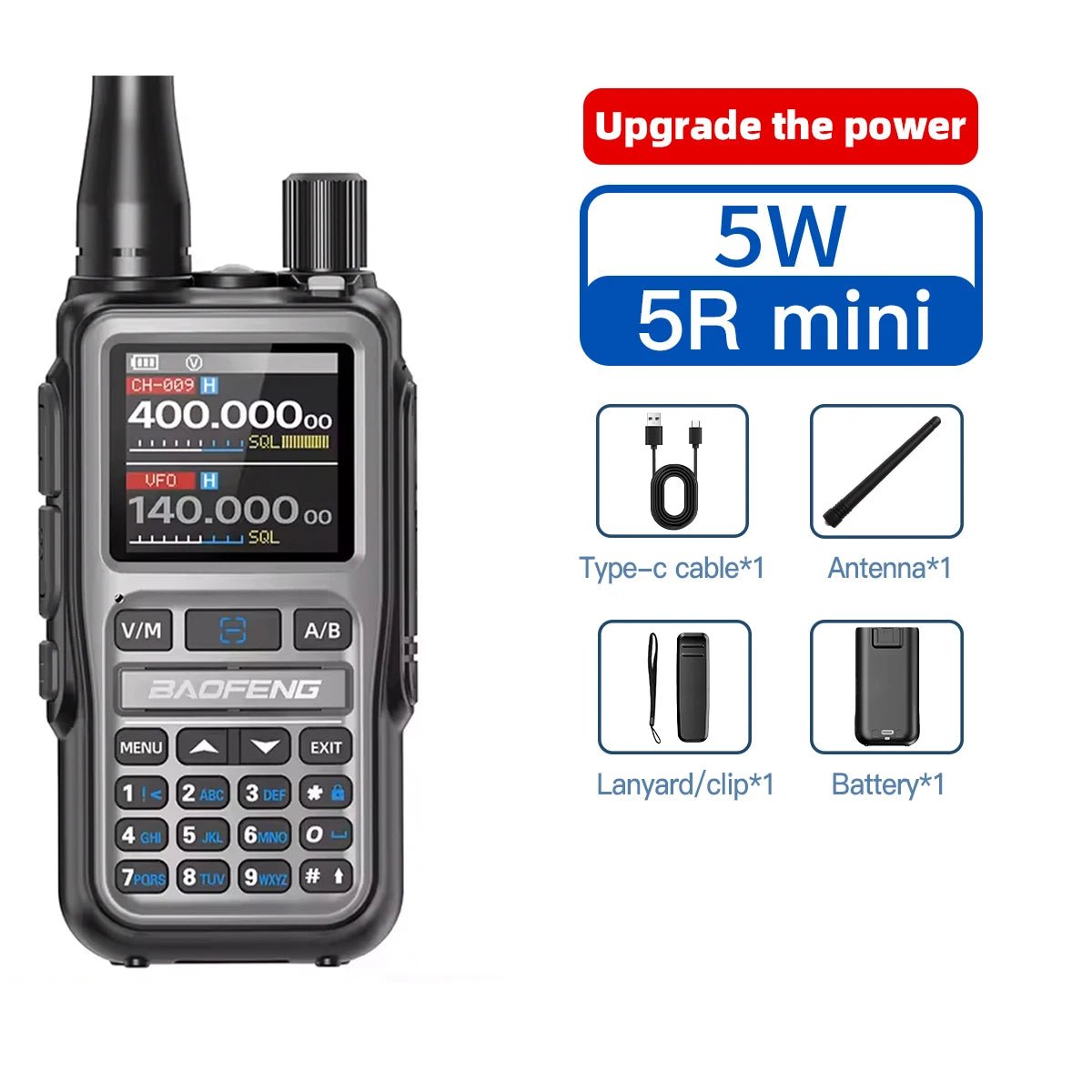 1PC Baofeng UV 5RMINI Wireless Frequency Reading Walkie Talkie AM Long Range Multi-Band Type-C Charger Ham Radio - PrimeNest