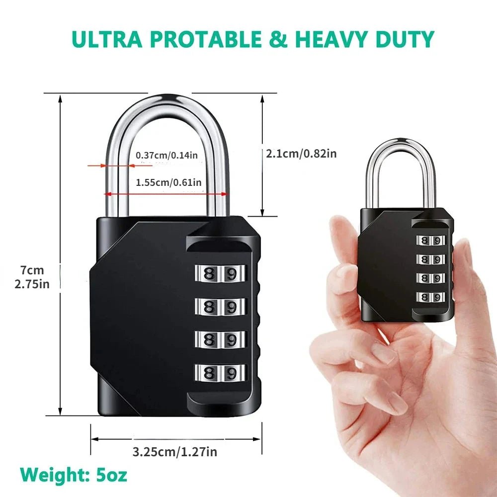 1pc Combination Lock Resettable 4 Digit Padlock with Combination Waterproof and Heavy Duty Combination Padlock Outdoor - PrimeNest