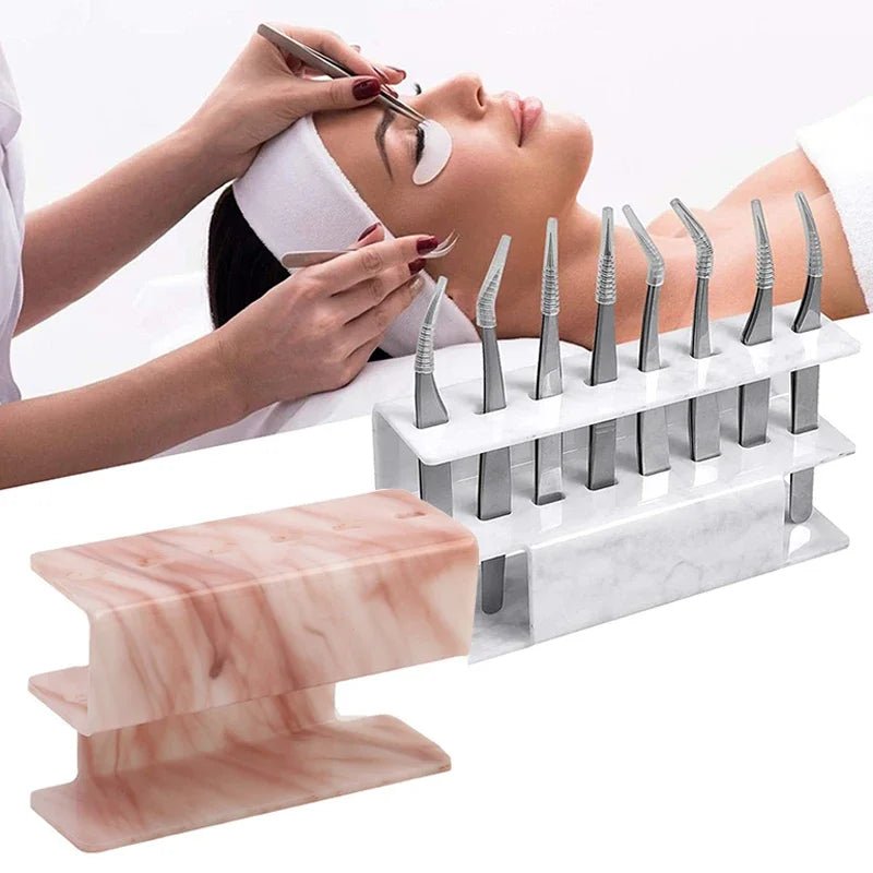 1PC Eyelash Tweezers Storage Rack Tweezer Organizer Holder Stand Eyelash Extension Tools Makeup Beauty Shelf 6/8 Holes - PrimeNest
