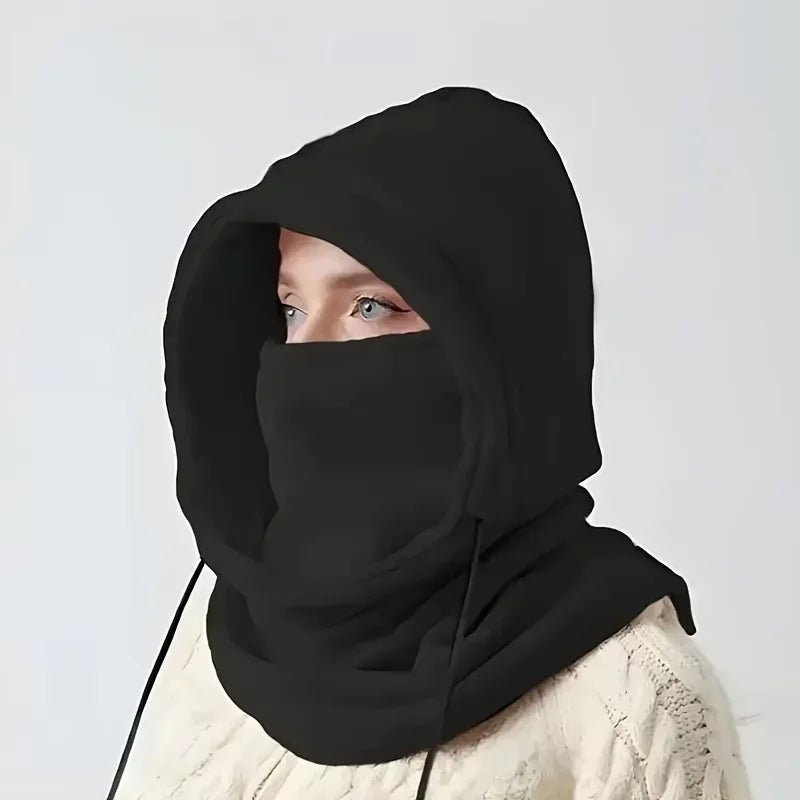 1pc Unisex Winter Balaclava - Windproof Knit Hood with Drawstring, Warm Motorcycle Headgear for Cold Weather,Ski Mask - PrimeNest