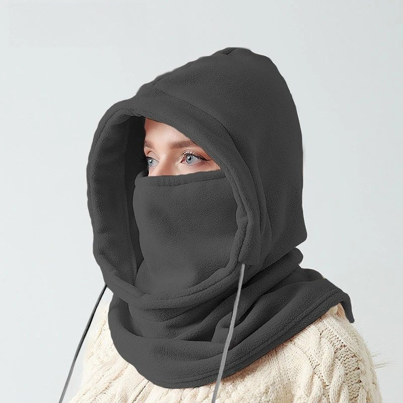 1pc Unisex Winter Balaclava - Windproof Knit Hood with Drawstring, Warm Motorcycle Headgear for Cold Weather,Ski Mask - PrimeNest