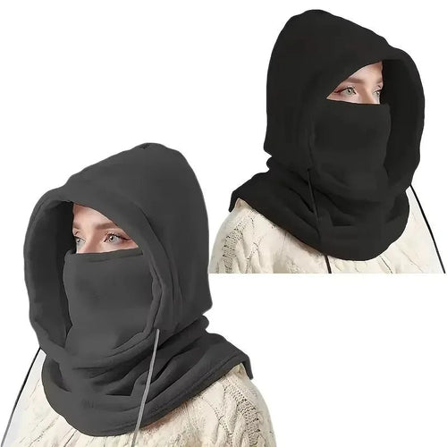 1pc Unisex Winter Balaclava - Windproof Knit Hood with Drawstring, Warm Motorcycle Headgear for Cold Weather,Ski Mask - PrimeNest