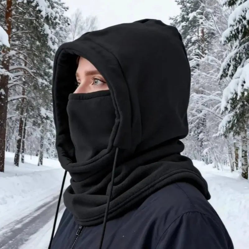 1pc Unisex Winter Balaclava - Windproof Knit Hood with Drawstring, Warm Motorcycle Headgear for Cold Weather,Ski Mask - PrimeNest