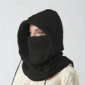 1pc Unisex Winter Balaclava - Windproof Knit Hood with Drawstring, Warm Motorcycle Headgear for Cold Weather,Ski Mask - PrimeNest