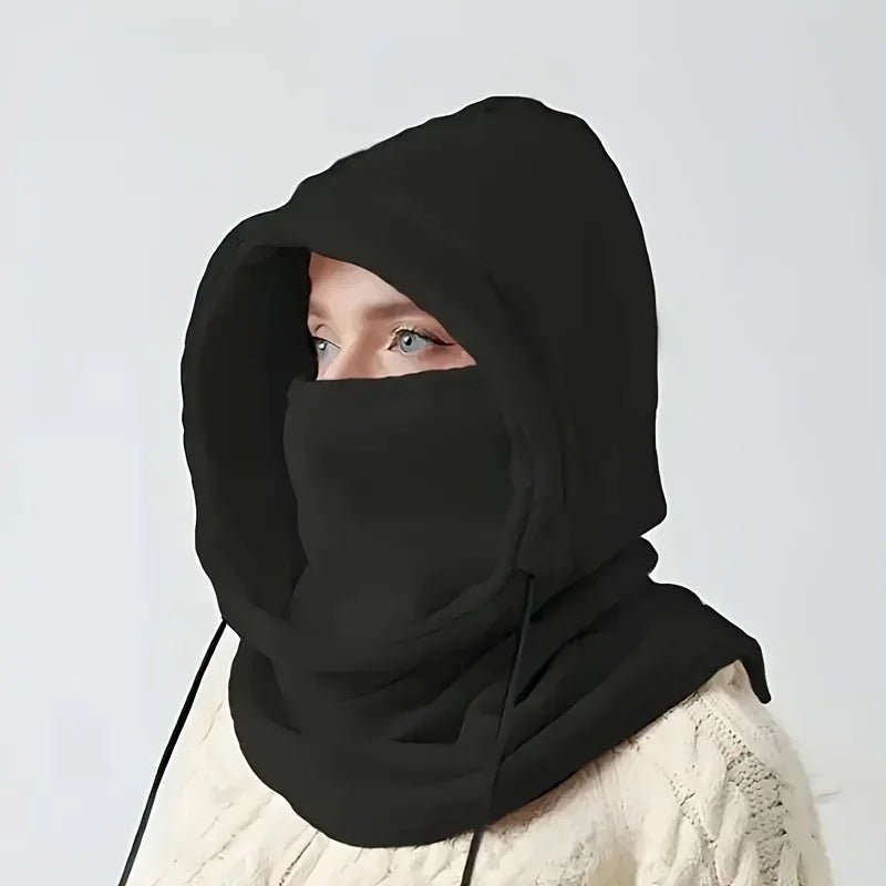 1pc Unisex Winter Balaclava - Windproof Knit Hood with Drawstring, Warm Motorcycle Headgear for Cold Weather,Ski Mask - PrimeNest