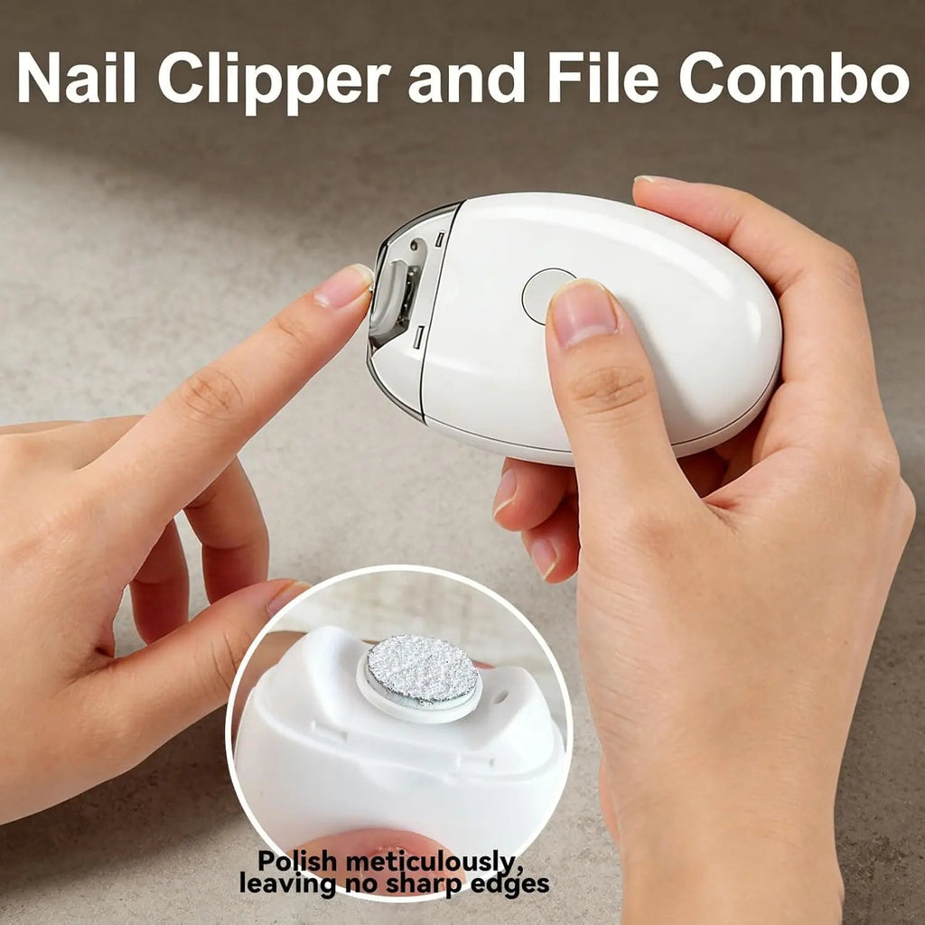 2 IN 1 Electric Nail Trimmer With LED Light Automatic Nail Grinder Trimmer For Baby Adult Mini Manicure Tools Nail Care - PrimeNest