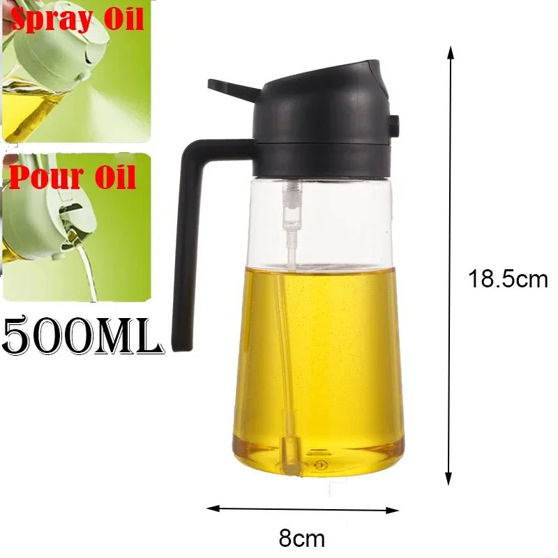 2-in-1 Kitchen Oil Sprayer and Dispenser Bottle, Plastic Oil Mister for Cooking, BBQ, Baking, Roasting and Picnic - PrimeNest