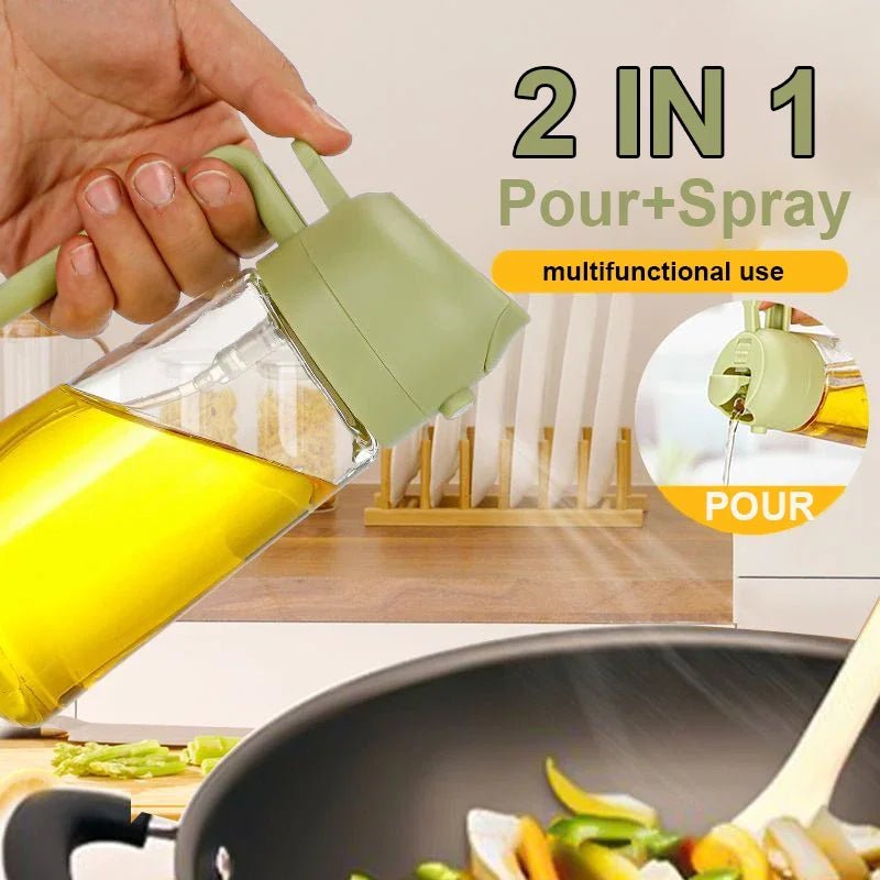2-in-1 Kitchen Oil Sprayer and Dispenser Bottle, Plastic Oil Mister for Cooking, BBQ, Baking, Roasting and Picnic - PrimeNest